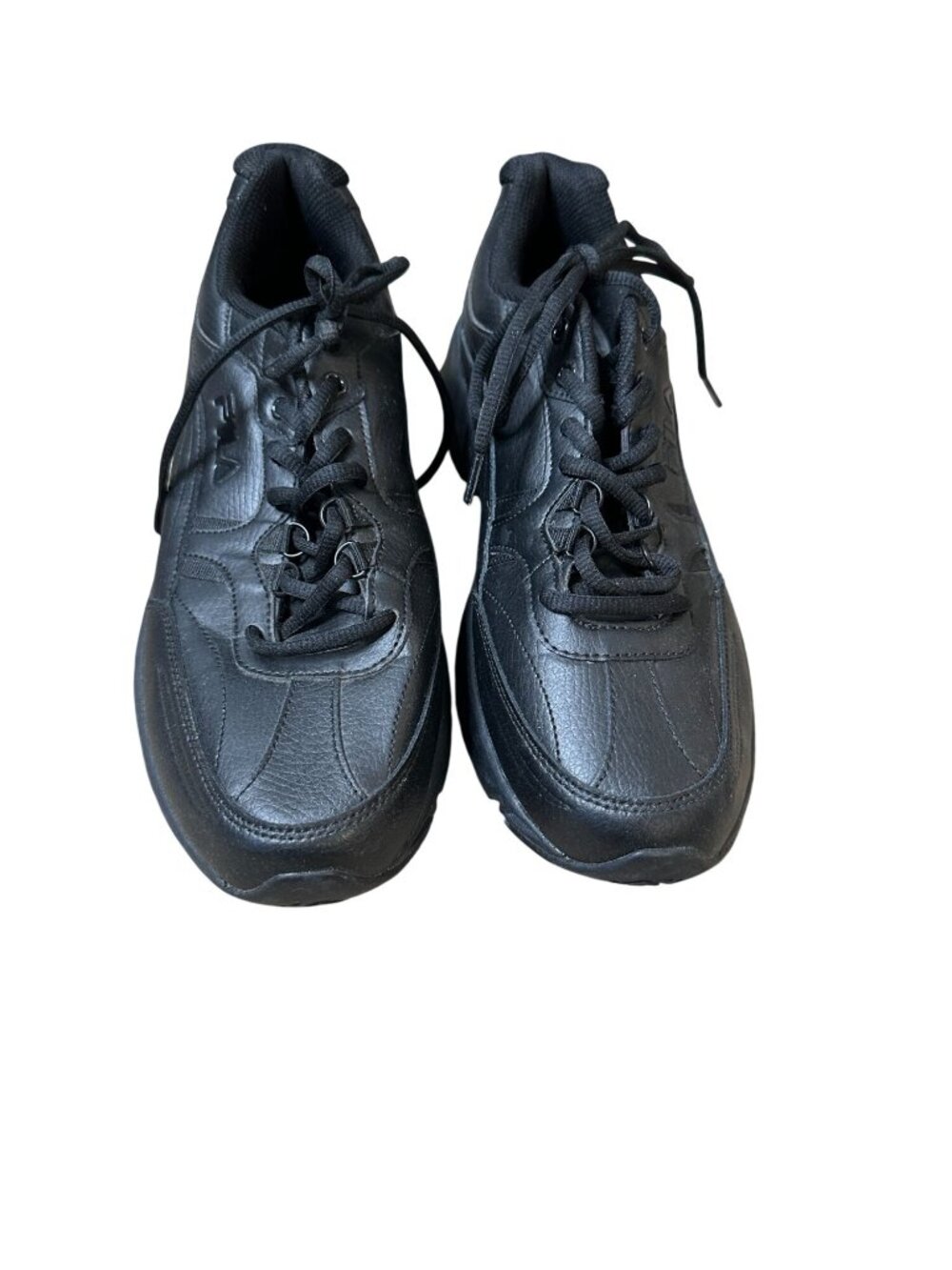 Fila Mens Black Leather Walking Shoes 11 Lightweight Comfort Lace-Up work shoe